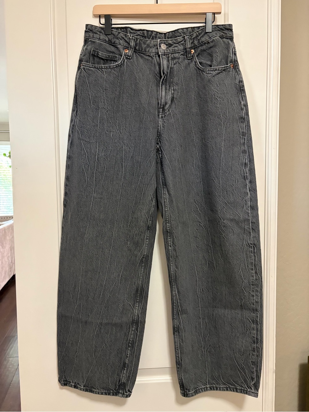 🖤 High-Waist Baggy Loose Fit Semi-Barrel Wide Leg Black Wash Denim Jeans 🖤